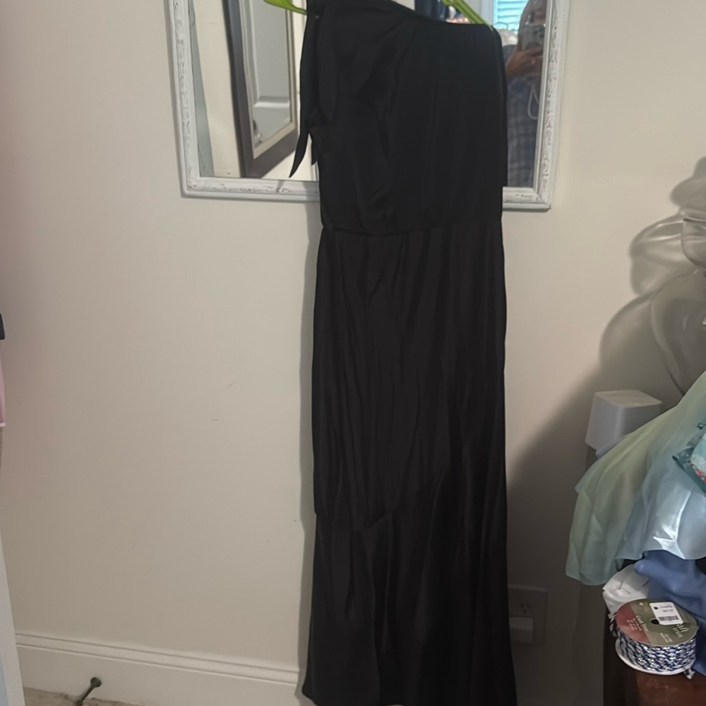 Elegant Black Asymmetrical Evening Maxi Dress - Needs to be ironed.